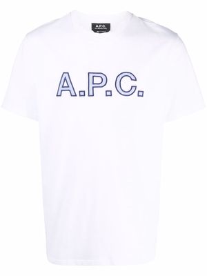 A.P.C. logo-embroidered cotton T-shirt - White