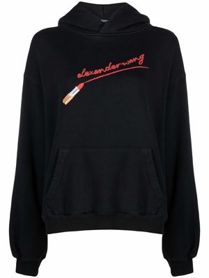 Alexander Wang lipstick logo-embroidered relaxed-fit hoodie - Black