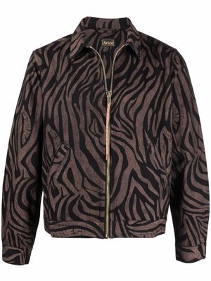 Aries tiger-print zipped denim jacket - Black