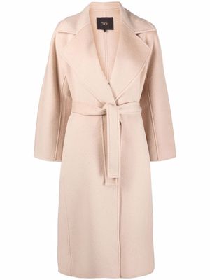 Maje felted wool belted coat - Neutrals