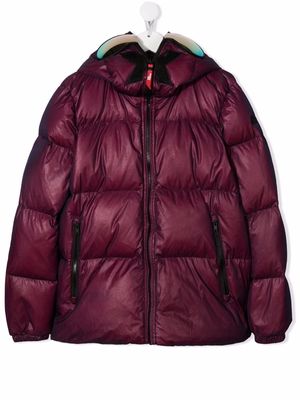AI Riders on the Storm Young pompom-detail padded coat - Purple