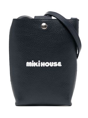 Miki House logo-print shoulder bag - Black