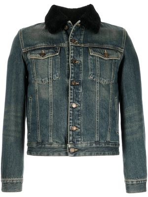 Saint Laurent shearling-collar denim jacket - Blue