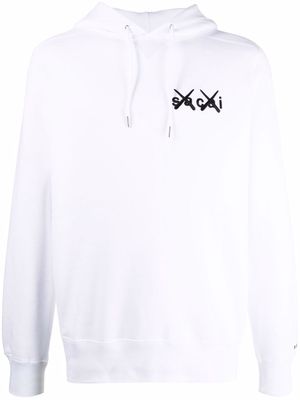 sacai logo long-sleeve hoodie - White