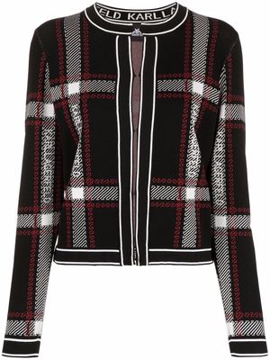 Karl Lagerfeld check-pattern knit cardigan - Black