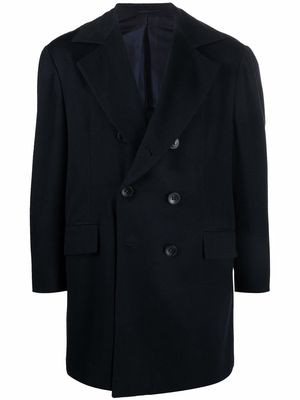 Kiton double-breasted cashmere coat - Blue