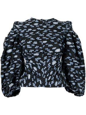 Cecilie Bahnsen Jasiah hortensia fil-coupé sculptural blouse - Black
