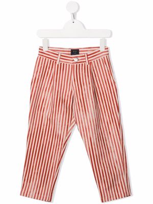 Fay Kids stripe-print straight-leg trousers - Red