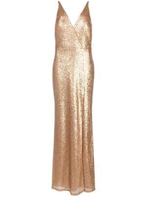 Marchesa Notte Bridesmaids sequined V-neck bridesmaid dress - Gold