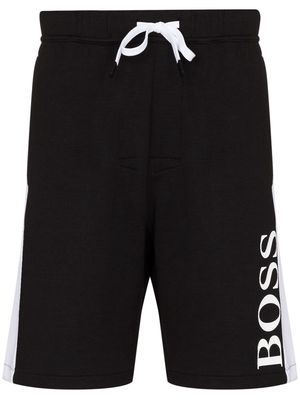 BOSS logo-print track shorts - Black