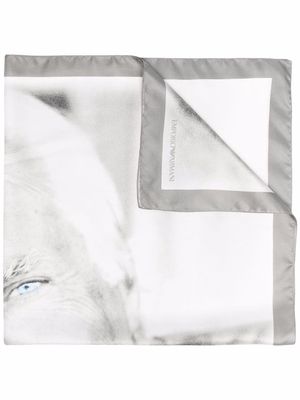 Emporio Armani graphic print scarf - Grey