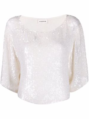 P.A.R.O.S.H. sequin-embellished draped blouse - Neutrals