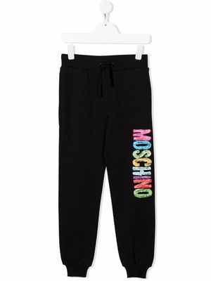 Moschino Kids logo-print cotton track trousers - Black