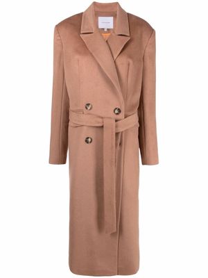 Lesyanebo oversize double-breasted coat - Brown