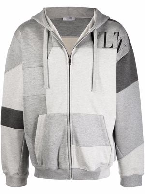 Valentino VLTN patchwork zip-up hoodie - Grey