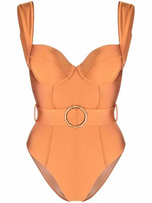 Noire Swimwear belted one piece swimsuit - Orange