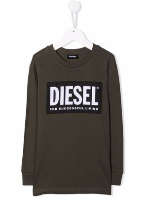 Diesel Kids logo-print cotton sweatshirt - Green