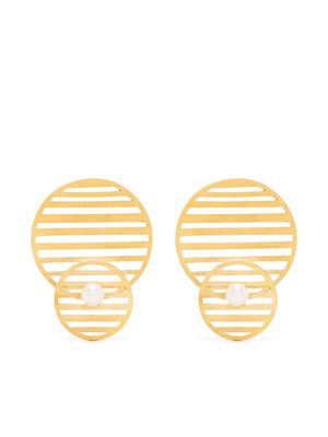 Hsu Jewellery Flowing double pattern circle earrings - Gold