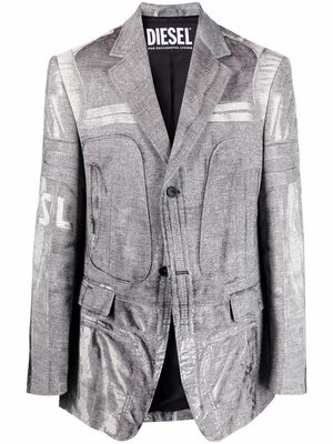 Diesel tromp l'oeil print wool blazer - Grey