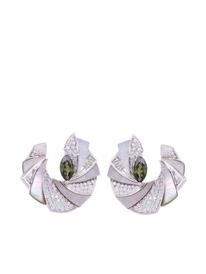 Ananya 18kt white gold Miniature Mogra C-Clips earrings - Silver