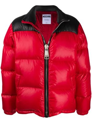 Moschino logo print puffer jacket - Red