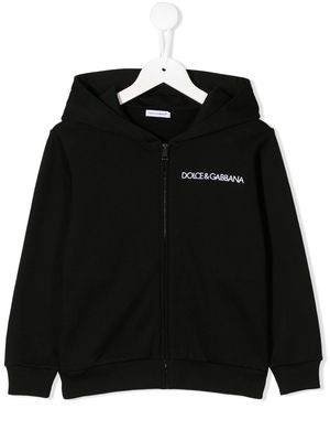 Dolce & Gabbana Kids logo embroidered hoodie - Black