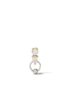 Delfina Delettrez 18kt white and yellow gold Two in One diamond earring - YELLOW GOLD/WHITE GOLD