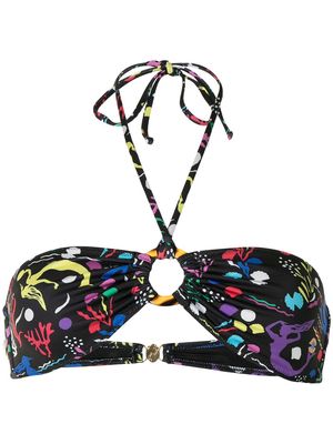 Rixo Alice sea life-print bikini top - Multicolour