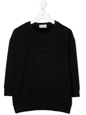 Moncler Enfant embroidered logo sweater dress - Black