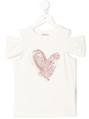 Simonetta heart cold shoulder T-shirt - White
