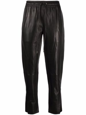 Theory ankle-slit leather joggers - Black
