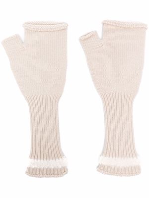 Barrie cashmere fingerless gloves - Neutrals