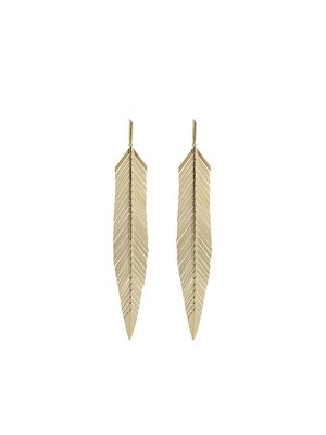 Cadar 18kt yellow gold large feather drop earrings