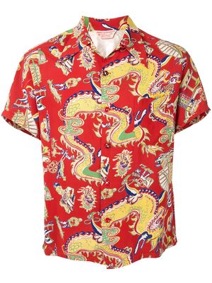 Fake Alpha Vintage 1950s dragon print short-sleeved shirt - Red