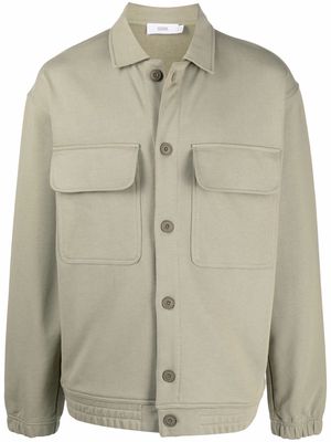 Closed button-down organic cotton jacket - Green