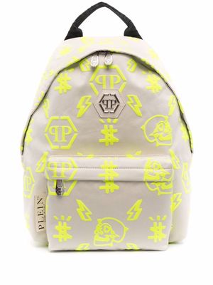 Philipp Plein embossed-logo print backpack - Neutrals