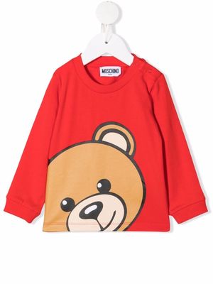 Moschino Kids teddy bear-print cotton sweatshirt - Red