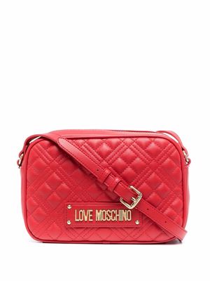 Love Moschino logo-lettering quilted crossbody bag - Red