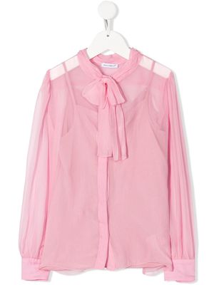 Dolce & Gabbana Kids sheer pussy-bow blouse - Pink