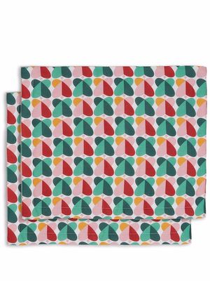 La DoubleJ set of 2 geometric-print table mats - White