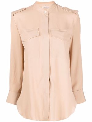 Blanca Vita collarless long-sleeved blouse - Neutrals