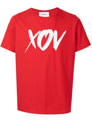 Ports V slogan-print short-sleeved T-shirt - Red
