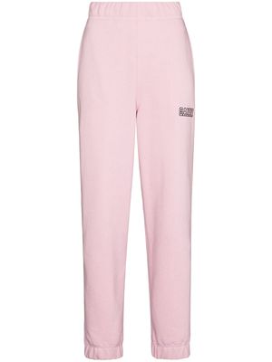 GANNI logo-embroidered tapered track pants - Pink