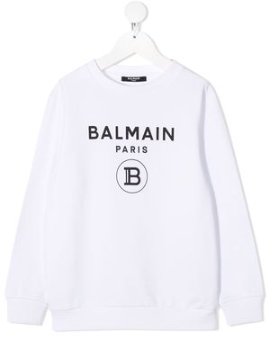 Balmain Kids logo-print cotton sweatshirt - White