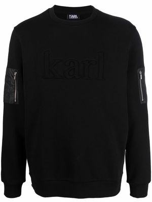 Karl Lagerfeld zip sleeve pocket jumper - Black