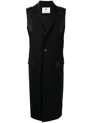 Marine Serre panelled-pinstripe sleeveless overcoat - Black