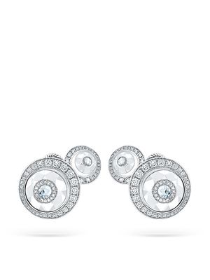 David Morris 18kt white gold diamond Rose Cut Forever Double Disc earrings