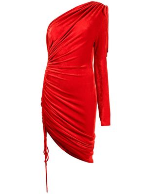 Monse one-shoulder ruched velvet dress - Red