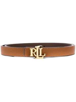 Lauren Ralph Lauren thin logo plaque belt - Brown