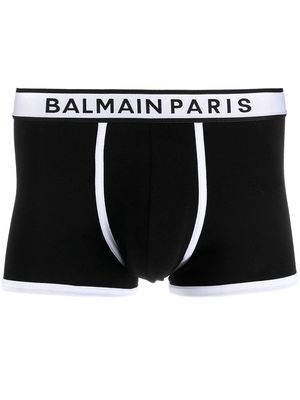 Balmain logo-waistband cotton boxer shorts - Black